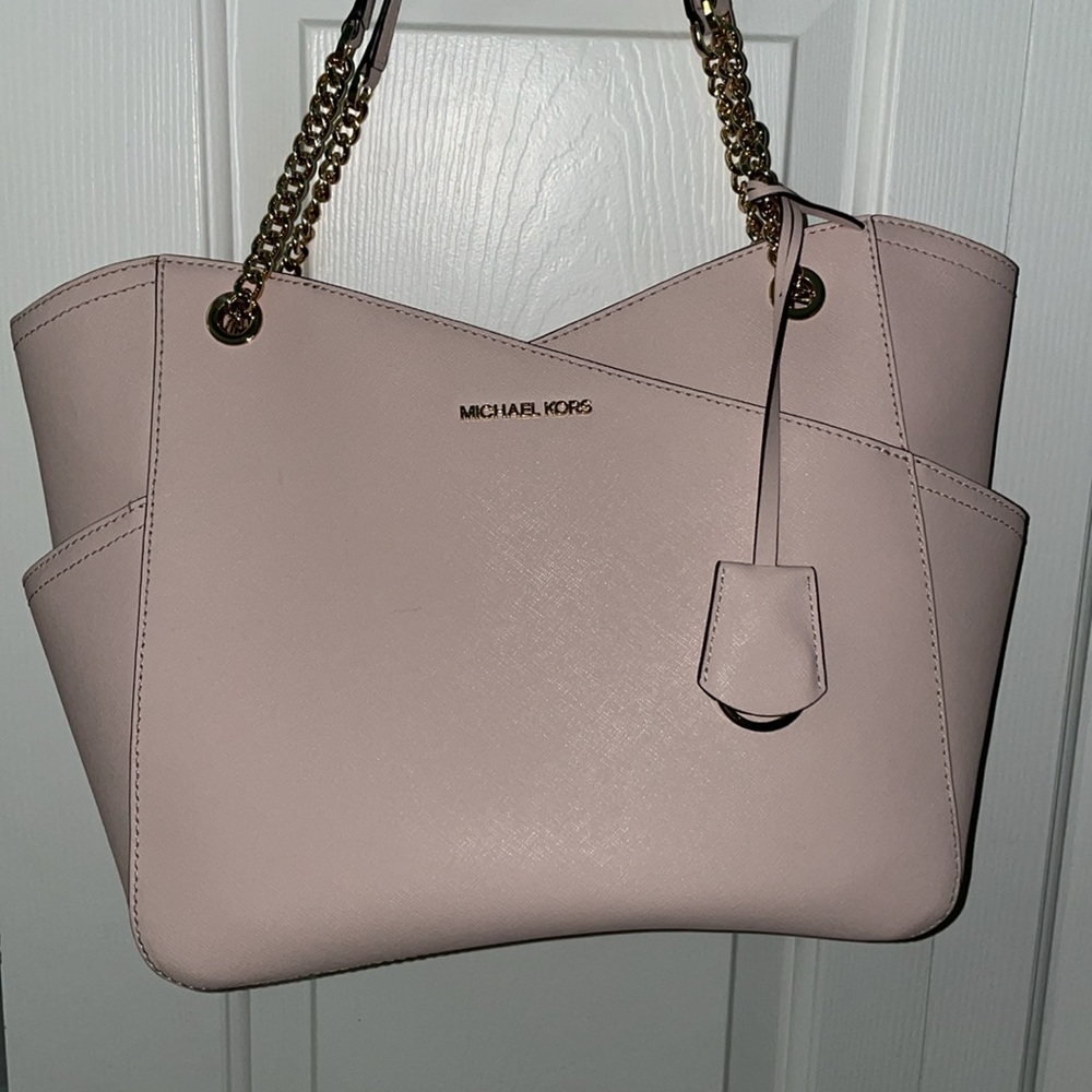 Michael Kors Large Jet Set Logo Shoulder Bag in Light Pink Blush - Picture 2 of 9